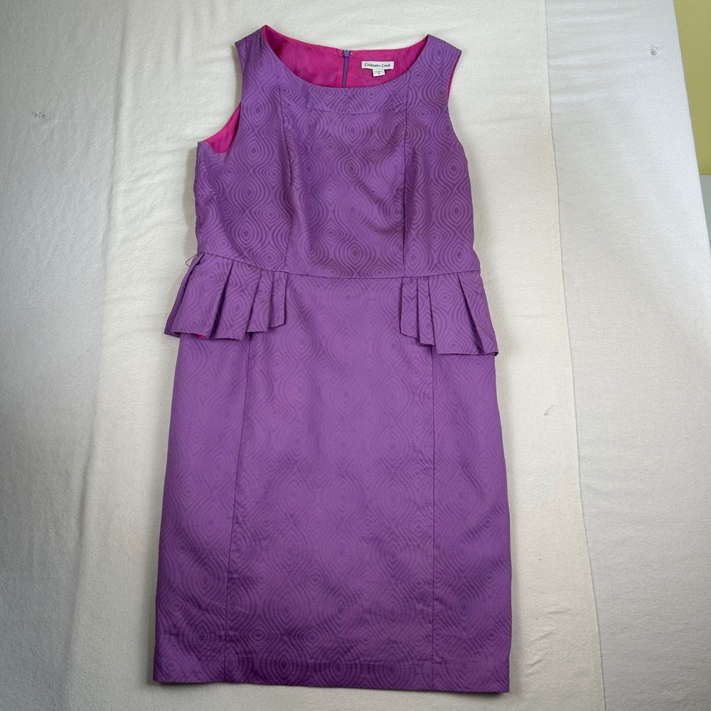 Coldwater Creek Purple Textured Peplum Sheath Dress Size‎ 16 Easter Spring - Picture 2 of 7